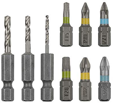wolfcraft Flipbit Zubehörset Bohren und Verschrauben, 9-tlg. I 3083000 I Werkzeugset zur Bestückung des Duo-Wechselhalters