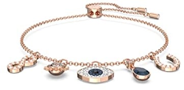 Swarovski Symbolic Armband, Unendlichzeichen, Augensymbol und Hufeisen, Blau, Roségold-Legierungsschicht