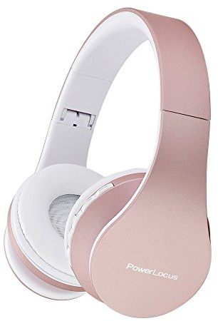 PowerLocus Bluetooth Kopfhörer, Over Ear, Faltbare HiFi-Stereo-Kopfhörer mit tiefen Bässen, Micro SD/TF, FM-Radio und kabelgebundenem Modus, Eingebaute Mikrofone, Weiche Ohrenschützer für Telefon/PC