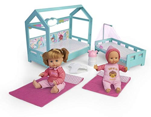 Nenuco 700015776 - Schwestern Puppe Baby mit Schlaf Bett