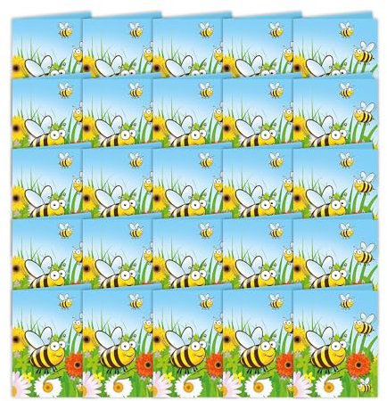 Bull & Bear Klappkarte mit Samentüte Honigwiese, bunte Blumenmischung, 25 Stück, Grußkarte Karte perfekt als Gruß und Geschenk für Hobbygärtner, Gartenfans