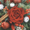 linoows 20 Servietten Weihnachten, Rote Rosen mit Tanne, Brunia und Zimtstangen 33x33 cm