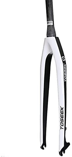 Fourche Avant de vélo, Fourche de Route Ultra-légère en Fibre de 3K T800 Brillant Carbone de 28.6 mm Fourche 26/27.5/29 Pouces,White,29ER