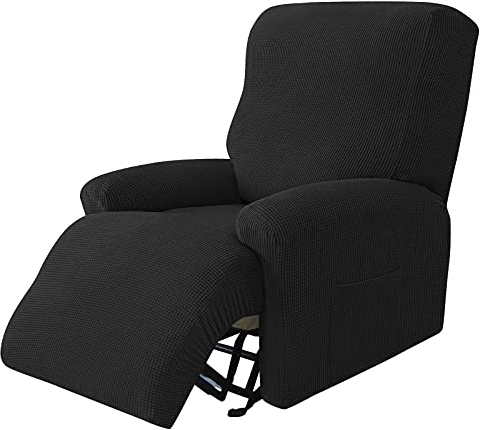 JHLD Stretch Sesselbezug Relaxsessel, Jacquard Ruhesessel Bezug 4 Stück Weiche Ruhesessel Bezüge Relaxsessel Bezug Abnehmbare Waschbar Für Wohnzimmer-schwarz-Ruhesessel