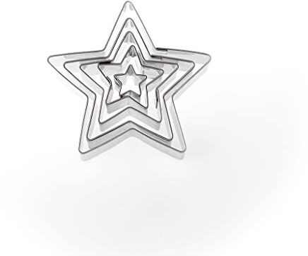 BekkiB 7767-5er Set Sterne - Ausstecher in Form von 5 verschieden großen Sternen - Ausstechformen aus Edelstahl