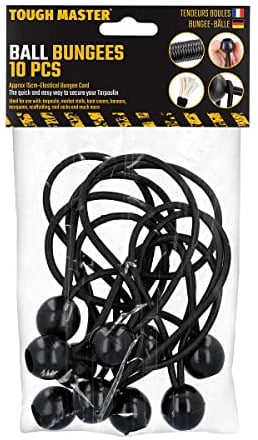 TOUGH MASTER Bungee Balls Tie Tent Toggles, Black 10 Pack Canopy Tarp Tie Down Cord Tarpaulin Tent Elastic Toggles Accessories Elastic Ties Strong Material TM-BB1510