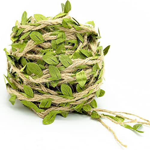 Stringa di spago di iuta con foglie verdi, 10 m, bomboniere, decorazione per la casa, giardino, spago di iuta