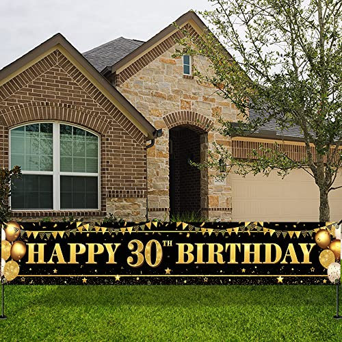 KatchOn, Großes Banner zum 30. Geburtstag, 308 x 50 cm, Talk 30 To Me Banner für 30. Geburtstag, für Männer, Dekoration, Happy 30th Birthday, Schwarz und Gold, Herren-Dekoration zum 30. Geburtstag,