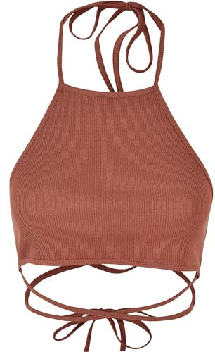 Urban Classics Damen Top Ladies Rib Trapeze Cropped Top Terracotta 5XL