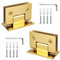 2Pack Glass Gold Shower Door Hinges Stainless Steel 90 Degree Heavy Duty Brushed Gold Shower Door Hinges Replacement Parts with Mounting Hardware, Bathroom Gate Clamp for 3/8” to 1/2”Glass