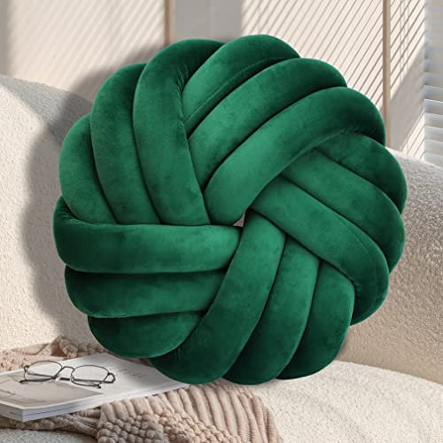 GYCS Knot Cushion, Soft Plush Cushion, Knotted Cushion, Decorative Cushion for Sofa, Bed, Decorative, Knot Cushion, Throw Cushion for Home Decoration, Bedroom, Couch,Dark Green,30cm