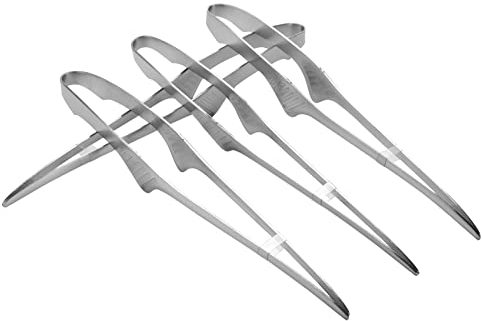 Hundnsney Korean and Japanese BBQ Tongs Self-Standing Grill Tongs Non- Cooking Utensils Stainless Steel Tongs