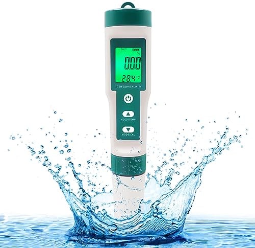 PH Messgerät, PH Meter, 7 in 1 TDS/EC/Salzgehalt/ORP/S.G/Temperatur/PH Tester, mit Hintergrundbeleuchtung, hohe Präzision, geeignet für Trinkwasser Schwimmbäder Aquarien Laboratorien