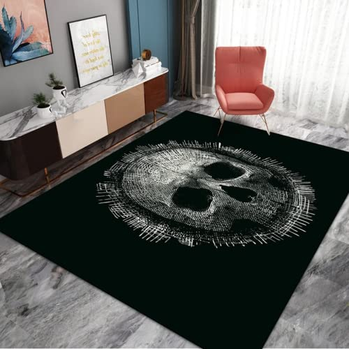 WFBZ Teppich Mit Totenkopf-Motiv,Moderner Horror-Totenkopf-Teppich Totenkopf Bodenmatte, Schwarz rutschfest Teppichteppich Für Wohnzimmer, Schlafzimmer (A4,200 * 300cm)