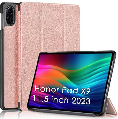 Custodia per Honor Pad X9 11,5 2023, XLTTONG sottile e leggera, custodia protettiva rigida pieghevole in tre parti posteriori rigide con supporto per Honor Pad X8 Pro (oro rosa)