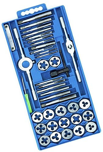 SUBTLETY Gewindeschneider Set 40 TLG. Gewindeschneidsatz Metrisch M2-M18 Wolframstahl Hohe Präzision Gewindebohrer Set Profi Schneideisensatz Gewinde Schneider Bohrer Werkzeug Set für DIY Heimwerker