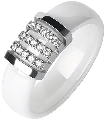 Keramikringe, 6 mm, Ringe, weißer und schwarzer Diamant, Rap-Ring, Kristall, Damen für die tägliche Kollokation, klassische Fingerringe, Hochzeitsschmuck, Weihnachten, Valentinstag, Geschenk, wei