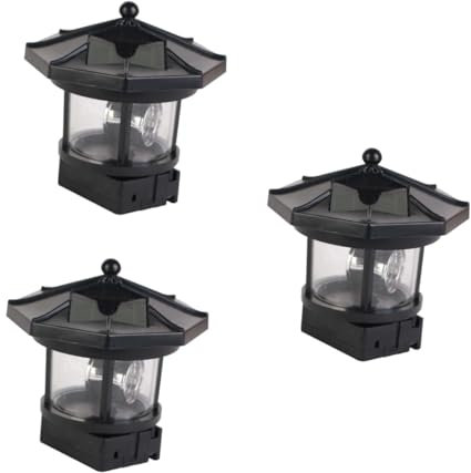Uonlytech 3 Stück Solar-Rotationslicht Drehlicht Rasen- Und Landschaftslichter Gartenlichter Solarbetriebene Terrassenlichter Im Freien Wasserdicht Leuchtturm-Dekoration