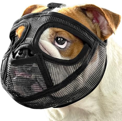 Mayerzon Maulkorb für Hunde mit kurzer Schnauze für Französische Bulldogge mit voller Hose, um das Fressen von Beißen zu verhindern, weicher Netzmaulkorb für Shih Tzu Mops, englische Bulldogge für