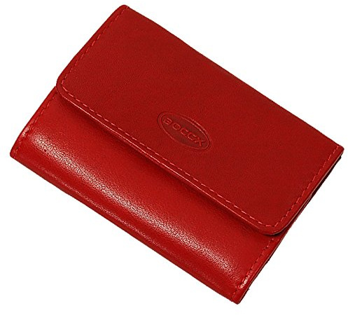 Kleines Portemonnaie Damen - Mini Geldbörse Herren Echt Leder (9x7x2cm) - Geldbeutel klein mit Münzfach (Rot)