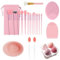 ANBOO 24 PCS Set Pinceaux Maquillages, Rose Pinceaux de Maquillage, Professionnel Makeup Brushes Kit pour Fond de Teint, Poudre, Fard à Joues, avec Trousse de Maquillage