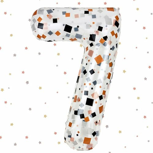 Geburtstag Folienballon Zahl 7, 101 cm Transparente Fragmente Luftballons Zahl 7, Helium Ballon Zahl 7, Mädchen Geburtstag Luftballon Deko Hochzeit Jubiläum Fest Party Dekoration - Fliegt mit Helium