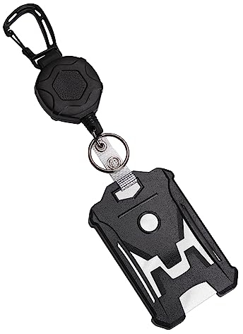 Einziehbare Abzeichen Halter, taktische ID Card Halter, langlebige 31.5 einziehbare Abzeichen Rolle Schlüsselanhänger. 9oz Retraction Heavy Duty Retractable Schlüsselanhänger (schwarz)