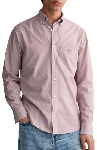 Gant Herren Reg Poplin Banker Shirt Hemd, Wine Red, M