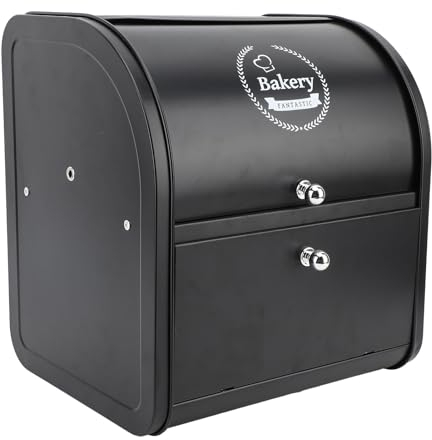 Caja de Pan de Metal para Encimera de Cocina, Cajas de Almacenamiento de Pan con Tapa Enrollable de 2 Capas, Contenedor de Pan, Panera de Metal Vintage, Soporte para Pan (Flip