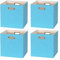 BinWhiz 4 Pack Collapsible Linen Storage Cubes - 33x33x33 cm Fabric Bins for Kallax Shelves, Cabinet, Bookcase, Closet - Versatile Home Organizer Boxes for Decor and Laundry (Blue)