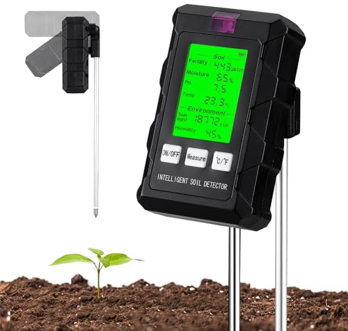 HiOazo Bodenmessgeräte für Pflanzen, 6-in-1 BodenFeuchtigkeitsmesser, Hygrometer für den Garten & die Landwirtschaft, ideal für die Bepflanzung im Innen- und Außenbereich, Gartenarbeit, Landwirtschaft
