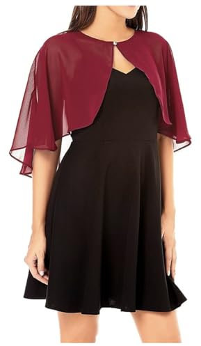 QWUVEDS Donne Solido Elegante Senza Maniche Chiffon Sciarpa Da Sposa Solido Adatto Per Primavera Estate Matrimoni Cardigan Sciarpa Verde Bottiglia, Vino, Taglia unica