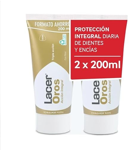 LACER OROS - Pasta de Dientes Pack de 2 x 200 ml, Protección Bucodental Integral, Triple Acción, Previene el Sangrado, Reduce la Sensibilidad Dental, Protege Contra la Caries