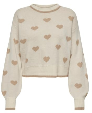 JDY Damen Strickpullover kurzer Pullover Pulli mit Herzen JDYRomance | Knitted Pullover