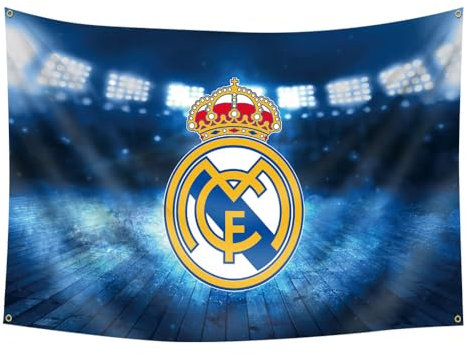 Konern Real Madrids Football Hanging Tapestry 40 * 60inch for Wall Home Decor Real Madrid Flag(Duplex printing,Bright & Vibrant 150D Polyester,Brass grommet design is durable)