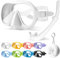 HINATAA Gafas de Buceo para Adultos, Macaron Colores Frameless Gafas y Tubo de Snorkel Set, Vista Ultra Amplia Templado Lente Antifugas Gafas Buceo Set para Snorkel y Buceo (Blanco+Snorkel)