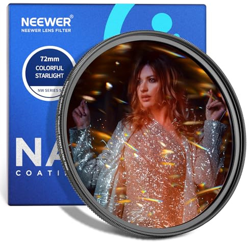 NEEWER 72mm Buntes Sternenlicht gebürstet Kamera Objektiv Filter, Spezialeffektfilter mit anamorphem Flare, glänzender Starburst Starlight Filter, Fotografie Prismenfilter, Kamera Objektiv Zubehör