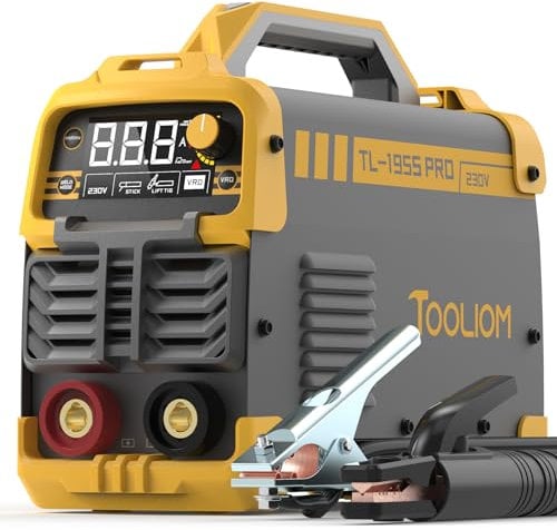 TOOLIOM Saldatrice ad asta da 195 A, 230 V, dispositivo di saldatura TIG con display LCD, inverter IGBT con potenza di avviamento a caldo/arco regolabile e saldatrice VRD opzionale