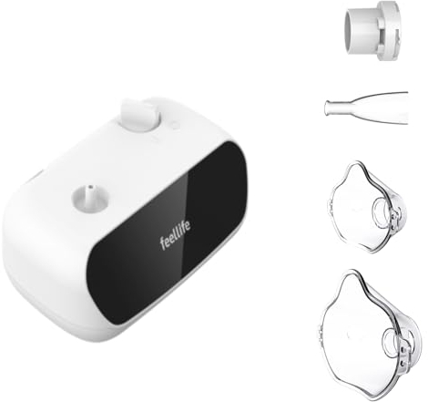 FEELLIFE Air Flow 10 Inhalationsgerät Kompressor Vernebler Tragbar Klein Vernebler Inhalator Drucklufttechnologie für Erwachsene Kinder Erkältung Asthma und anderen Atemwegserkrankungen
