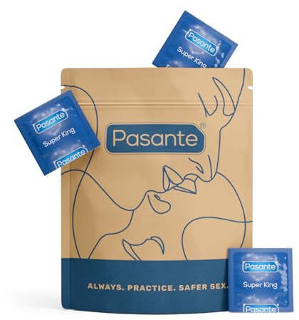 Pasante Super King Condoms | Pack of 36 in Pasante Kraft Bag | Male Condom | Super Wide, Super Long Fit