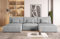 MODERNO Ecksofa mit Schlaffunktion und Bettkasten MODULO U - Wohnlandschaft U-Form Wohnzimmer - Modular Schlafsofa mit Kopfkissen - Modern Couch 315x152x80 cm - Hellgrau - Poso 55