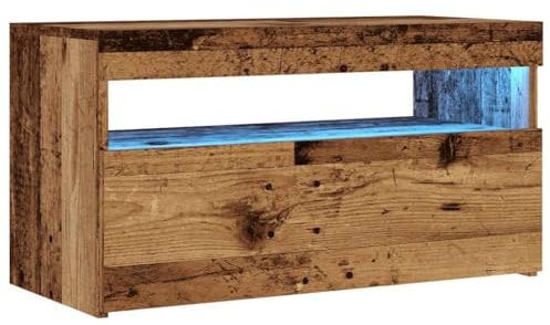 vidaXL TV Cabinet with RGB LED Lights - Engineered Old Wood - Modern Living Room Media Stand/Unit - Storage 75x35x40cm