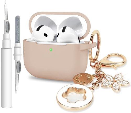 Schutzhülle für VOTILE Airpods 4 – VOTILE Airpods 4 Hüllen 2024 Cover Frauen Silikon iPods 4 Ohrhörer kabelloses Zubehör Ladehüllen Mädchen Bling Schlüsselanhänger für Airpods iPod 4. Generation –