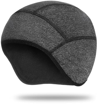 MUNSKT Winter Skull Cap Beanie, Cycling Hat Caps for Under Helmet Men Women, Motorcycle Helmet Liner Cycle Cap, with Ears Cover for Ski,Windproof Fleece Hats,Ears Cover for Adults Men Women Cap Grey