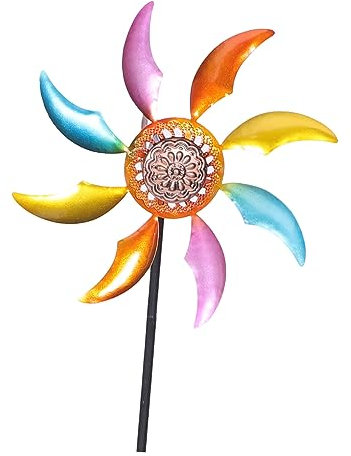 TINEASUR Outdoor Windmühle Metall Rotierendes Garten-deko-Element Für Bunte Im Garten Gartenstecker Für Kreative Gestaltung Park Und Terrasse