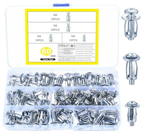 60 Pcs M4 M5 M6 Pasadores Huecos, Metal para Cavidades, Tacos Anclajes Metálicos para Cavidades de Metal, Tornillos de Pétalos, Tacos de Expansión para Placas de Yeso