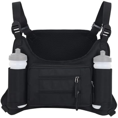 Sac De Poitrine Tactique, Sacs de Harnais Tactique pour Homme, Sac de Gilet d'extérieur avec 2 Porte-Bouteilles d'eau, pour Chasse, Pêche, Randonnée, Course, Cyclisme