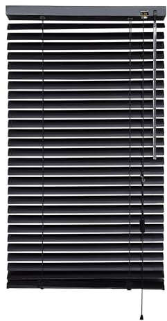 iYueMps Aluminium Venetian Blinds 105cm x 220cm (WxH) Blinds Window Black | No-Drill Clamp or Drill Mount,25mm Slat,Waterproof Rust-proof,Thermal Blackout UV Protection for Home,Office,Bathroom,Kitchen