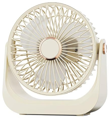 Rrlihjgu Ventilador de escritorio, Ventilador de escritorio potente con flujo de aire intenso, cabeza orientable 90°, 3 velocidades, recargable y portátil para hogar, oficina, coche y viaje
