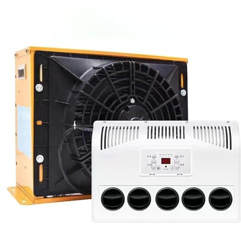 WOTZOV Climatiseur RV 12V Climatiseur Split Camion Cabine DC Électrique Climatiseur AC pour Semi Bus Caravane Mini Split Climatiseur RV pour Caravane Camions Lourds Commerci，Yellow